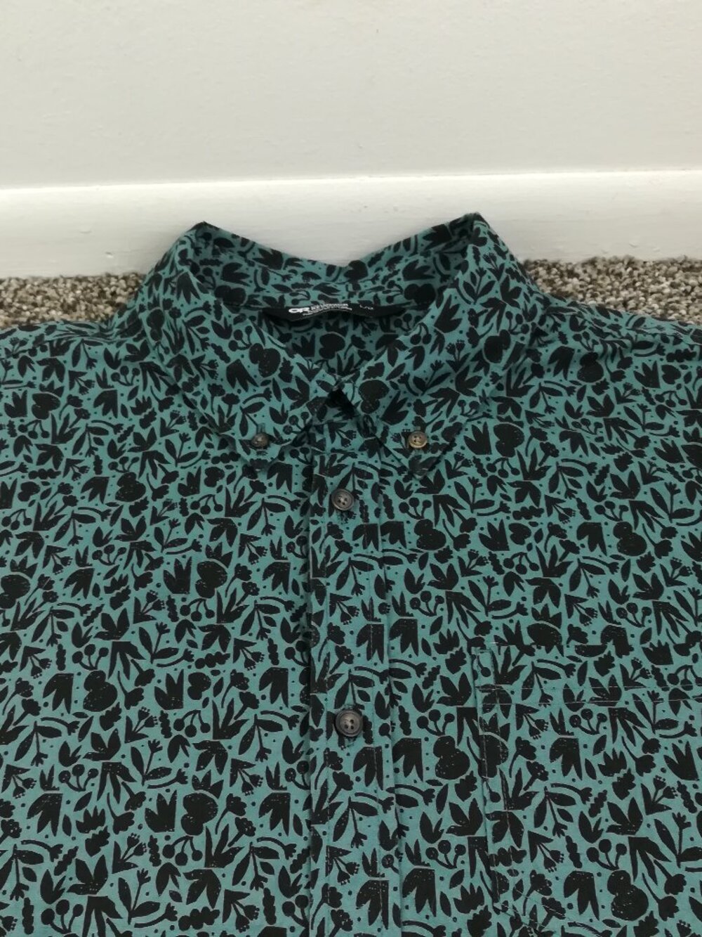 2025 Outdoor Research Shirt Rooftop S/S Floral Button Blue Mens Large